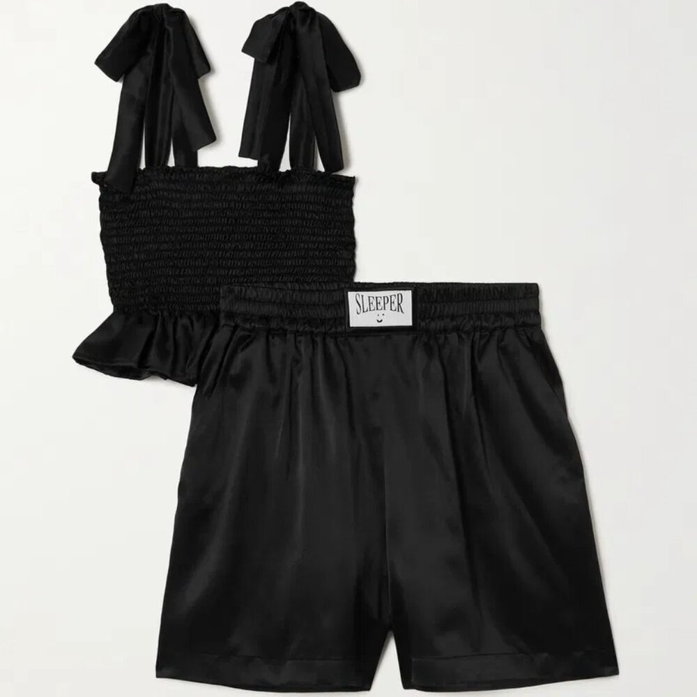 100% SILK SLEEPER Pyjama PJ Top and Shorts